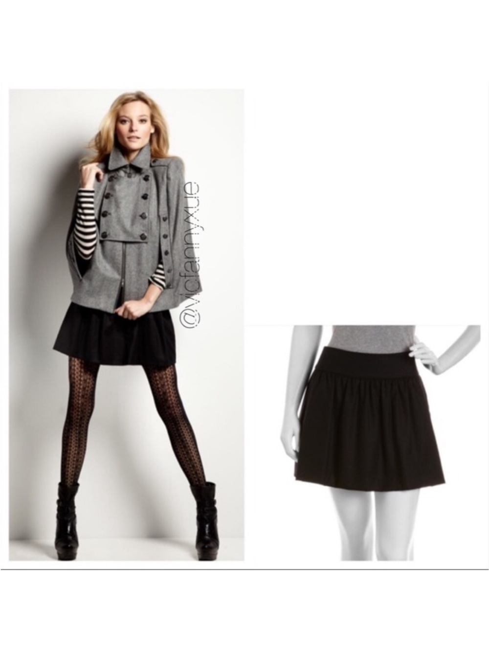 Bird by Juicy Couture black wool skirt xs